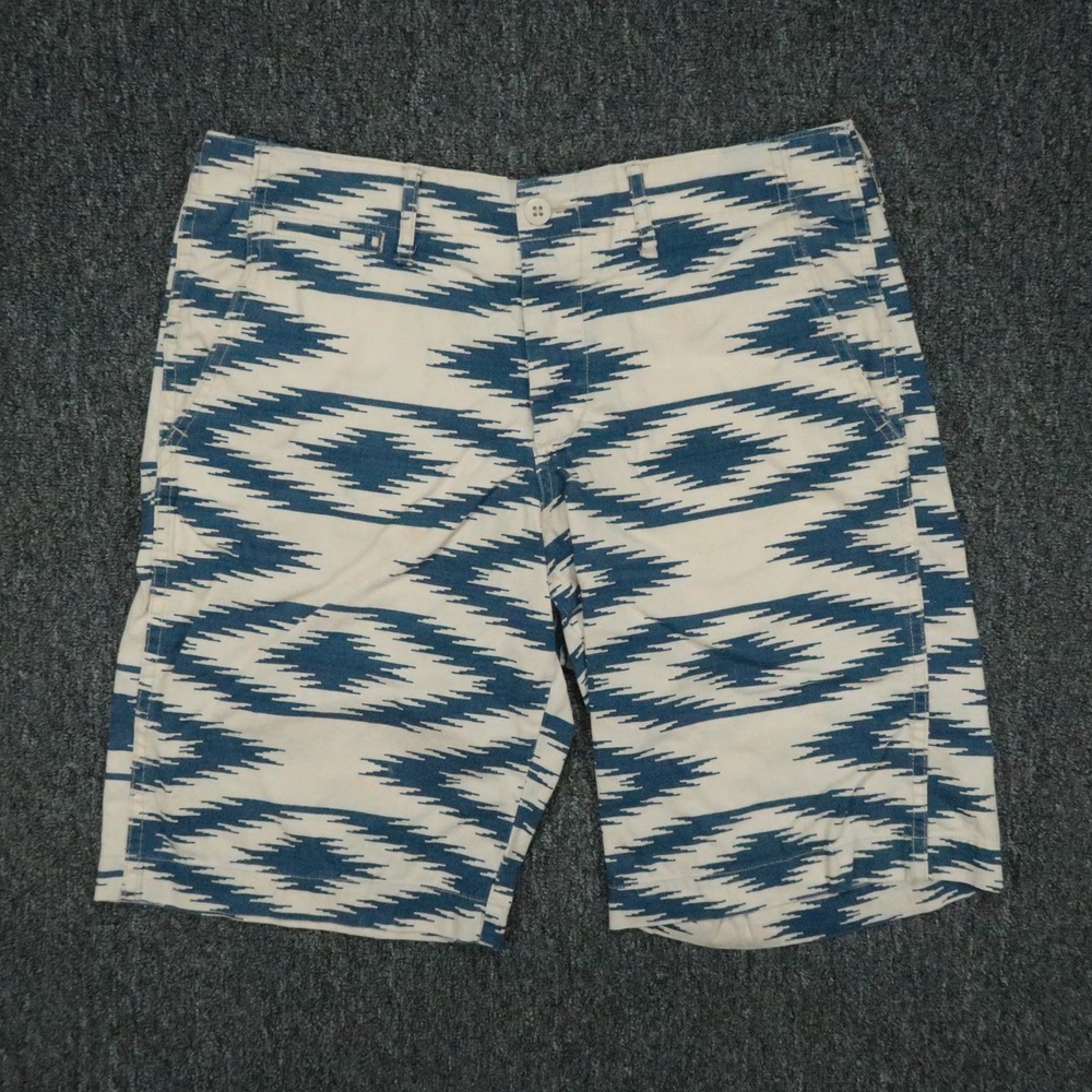 Denim Supply Ralph Lauren Shorts Mens 32 Blue White Ikat Chino Casual Geo